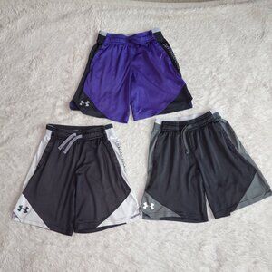 Boys Size YSM Youth Small Under Armour Heat Gear Loose Fit - Set of 3 Shorts
